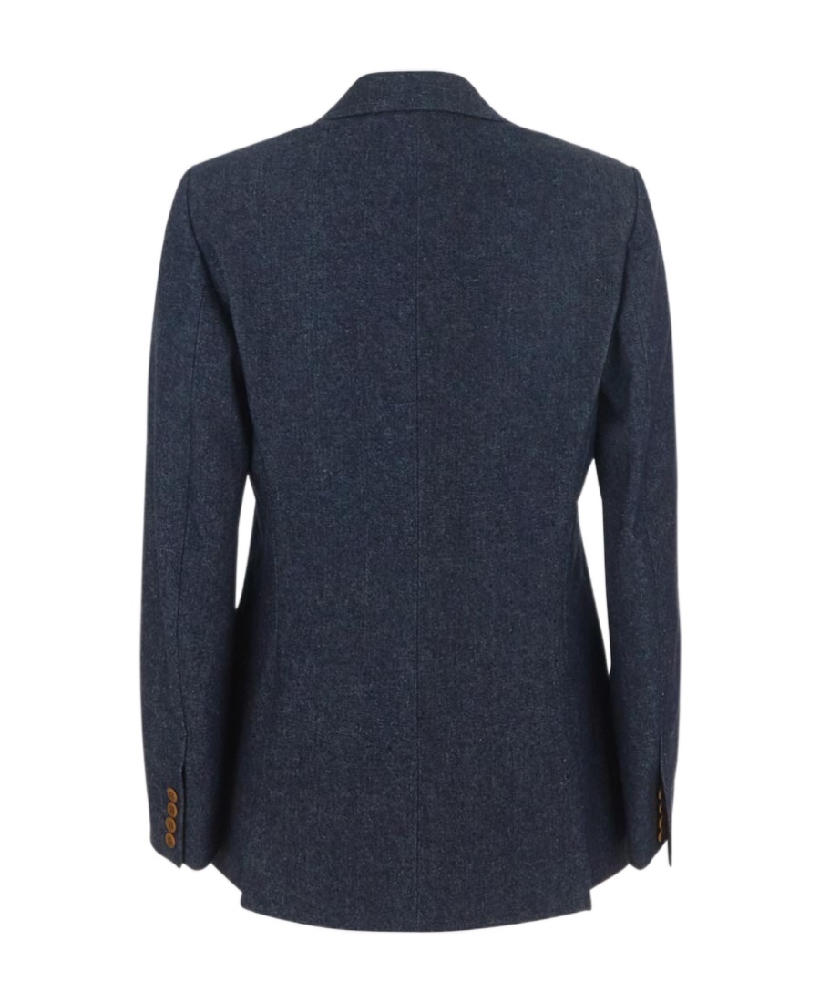 Chloé Single-breasted Jacket In Dark Blue Denim In Black