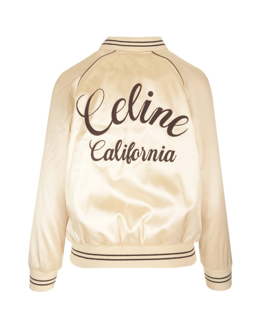Celine Zipper Baseball Jacket In Nude