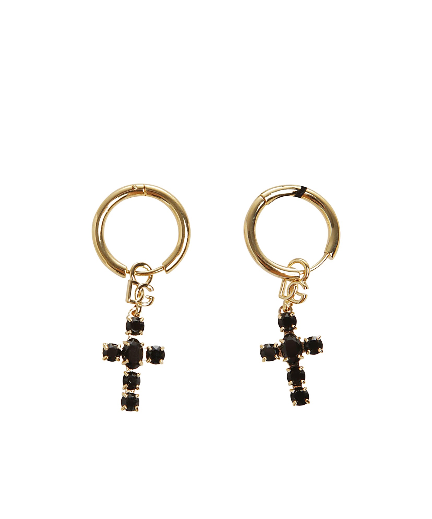 DOLCE & GABBANA CROSS HOOP EARRINGS