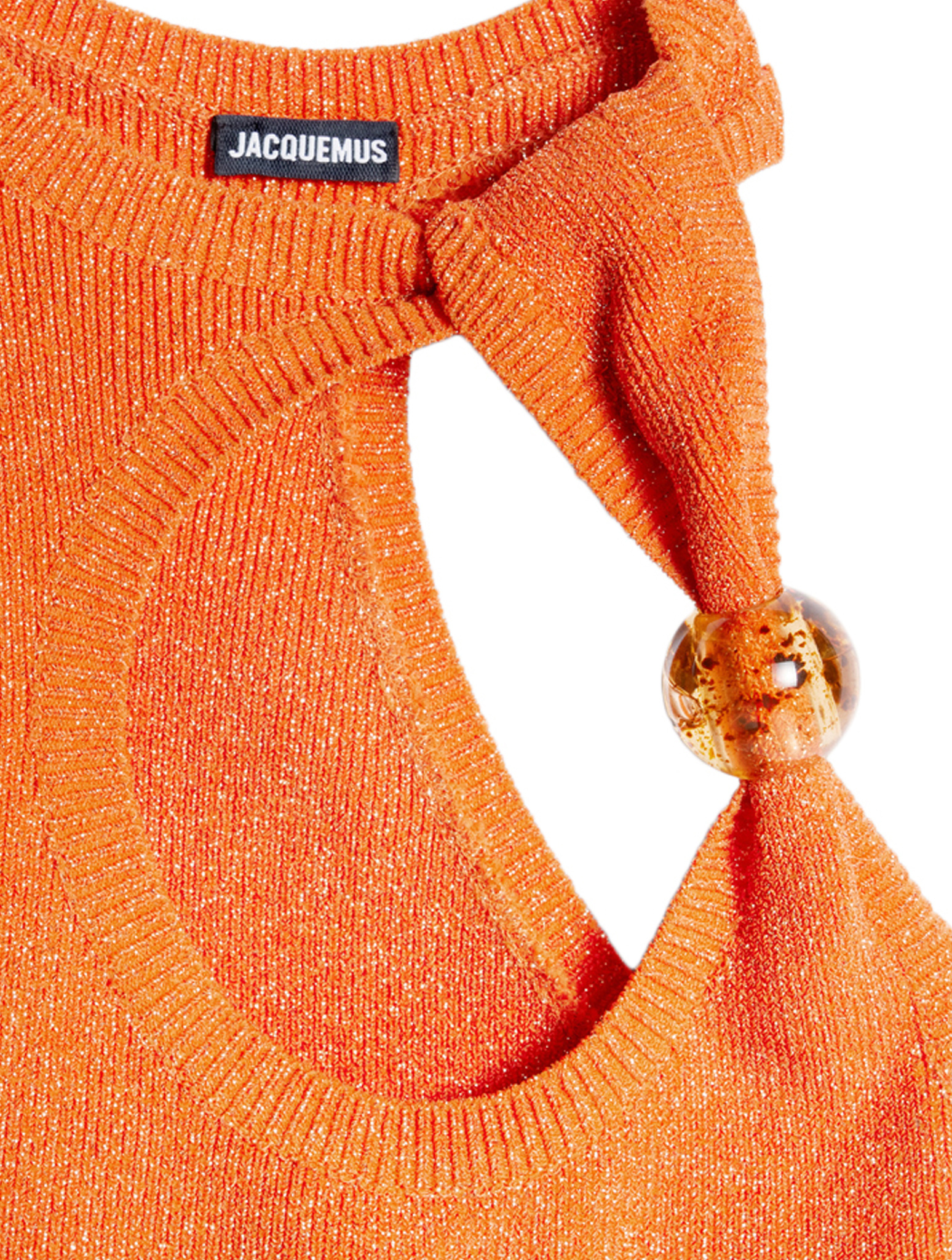 Jacquemus La Robe Brilho Lurex-knit Minidress In Orange