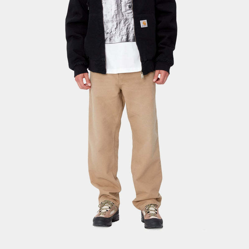 Carhartt Og Single Knee Printed Straight-leg Organic Cotton-canvas Trousers In Nude