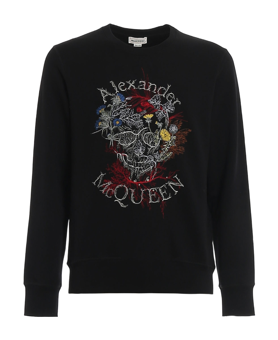 Alexander Mcqueen Round Collar Long Sleeve Sweater In Black