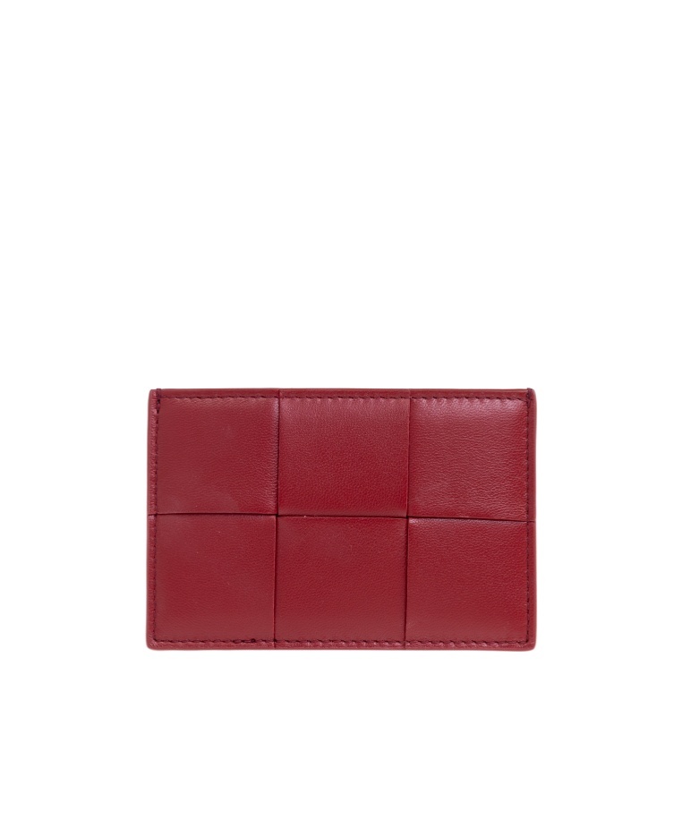 Bottega Veneta Logo Card Holder In Red