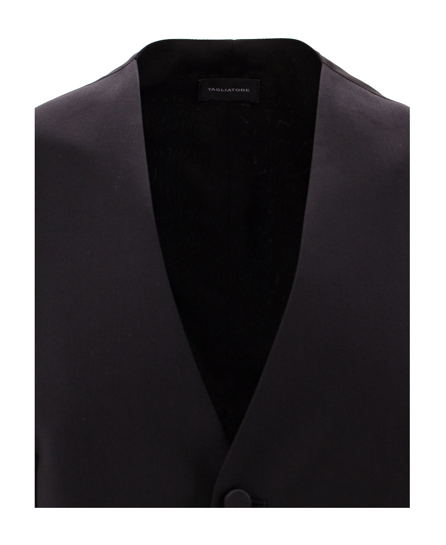 Tagliatore Button-down Cotton Waistcoat In Black