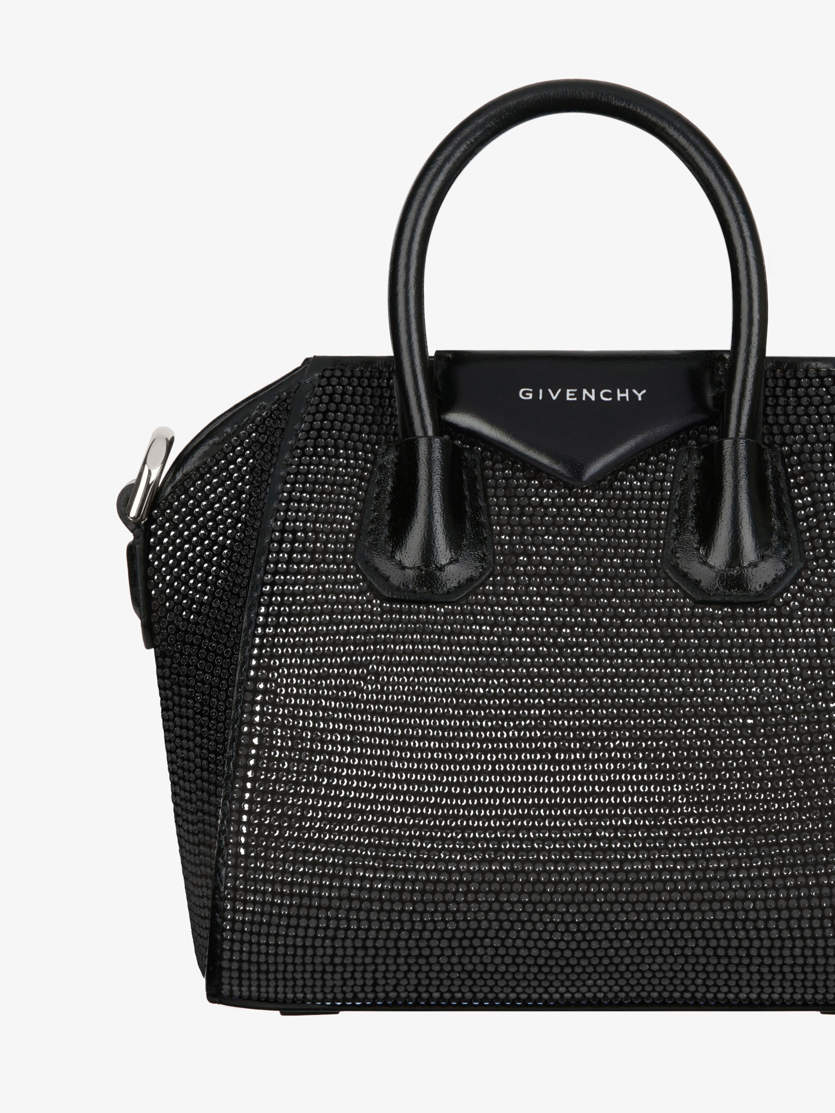 Givenchy Antigona Micro Black Bag With Rhinestones In Black
