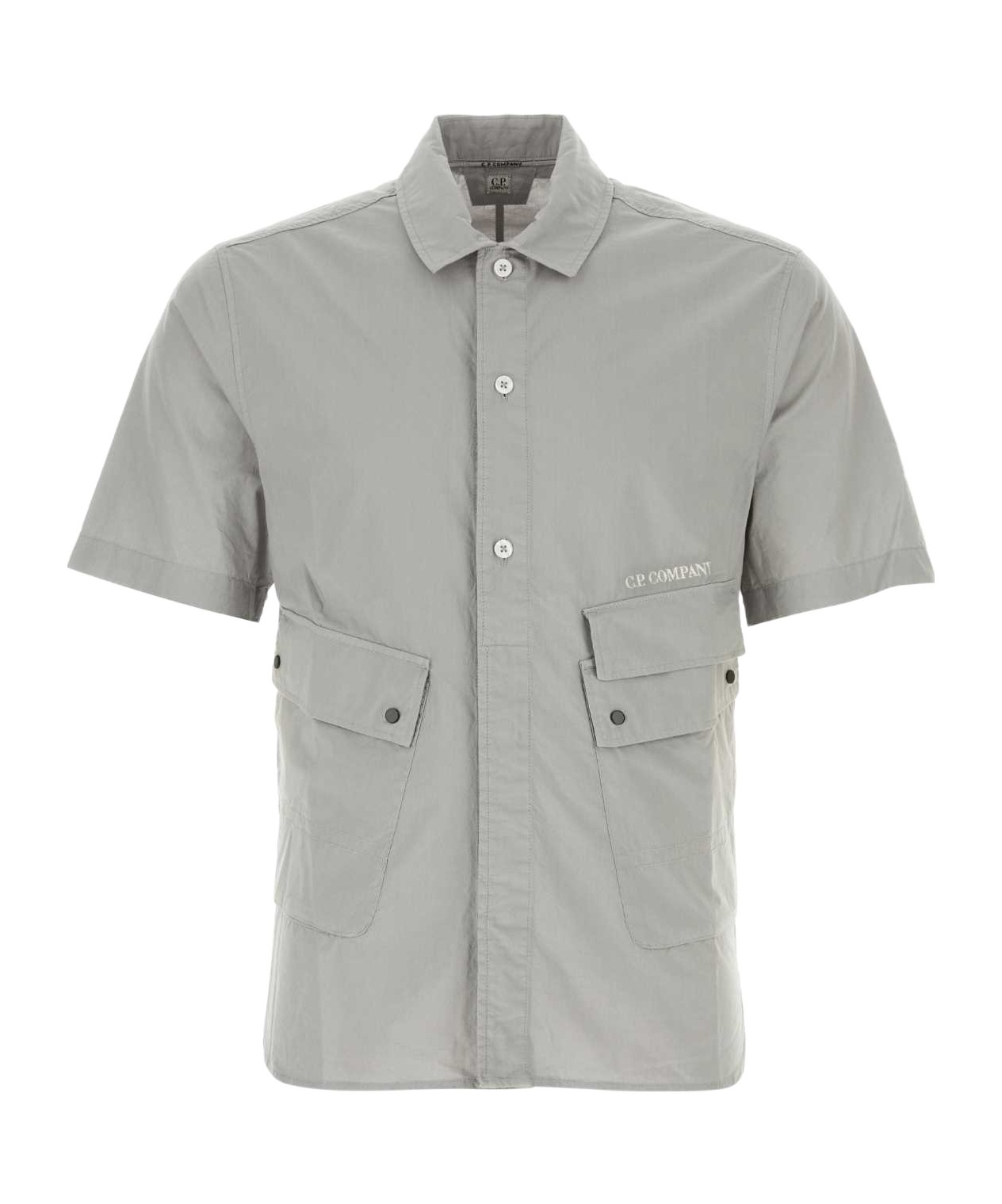 C.p. Company Multi-pocket Cotton Shirt In Gray