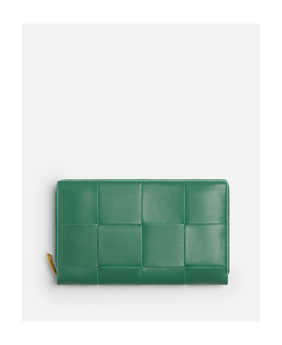 Bottega Veneta Box Zipper Wallet In Green