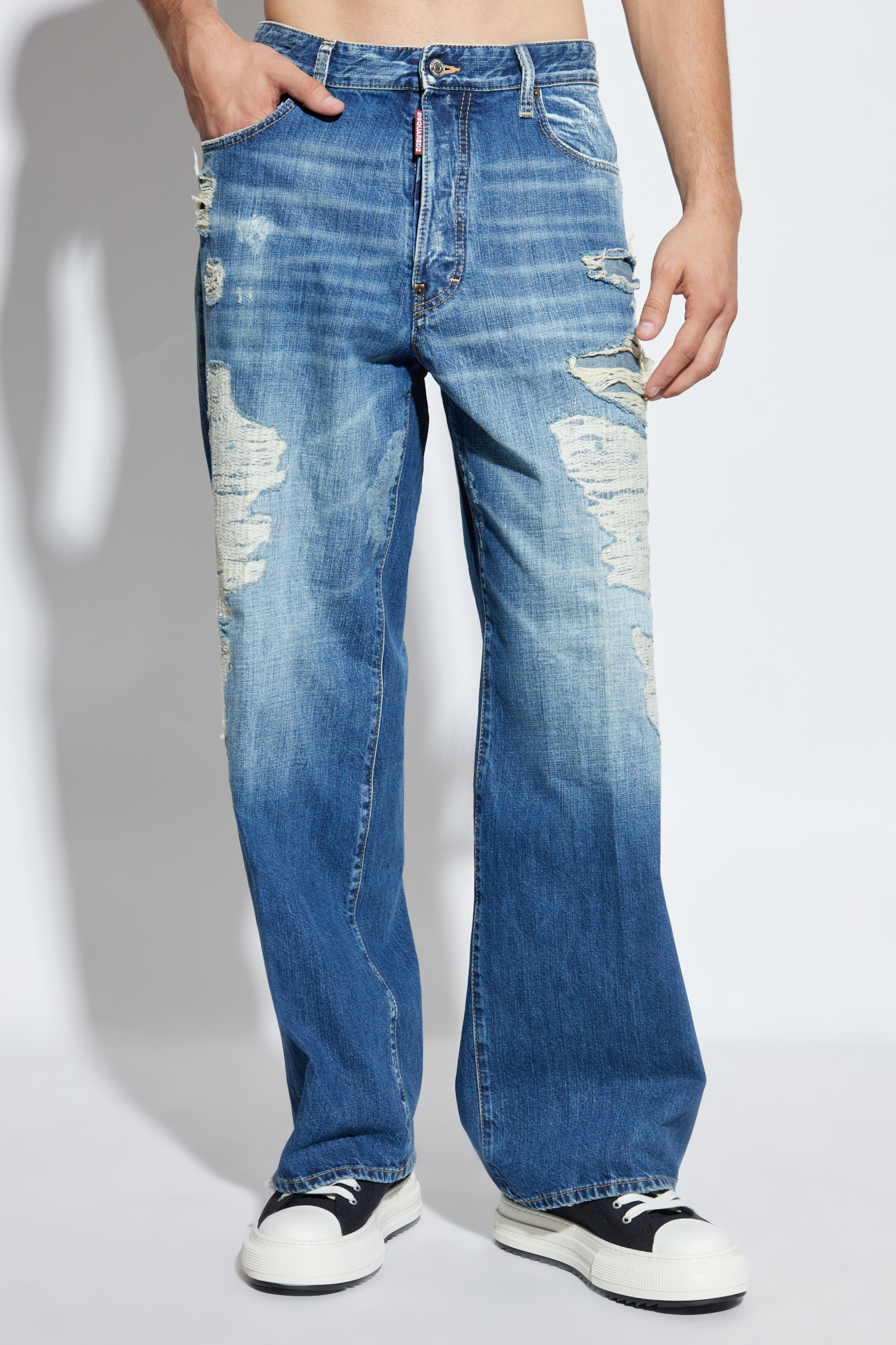 Dsquared2 Belt Loop Denim Trousers In Blue
