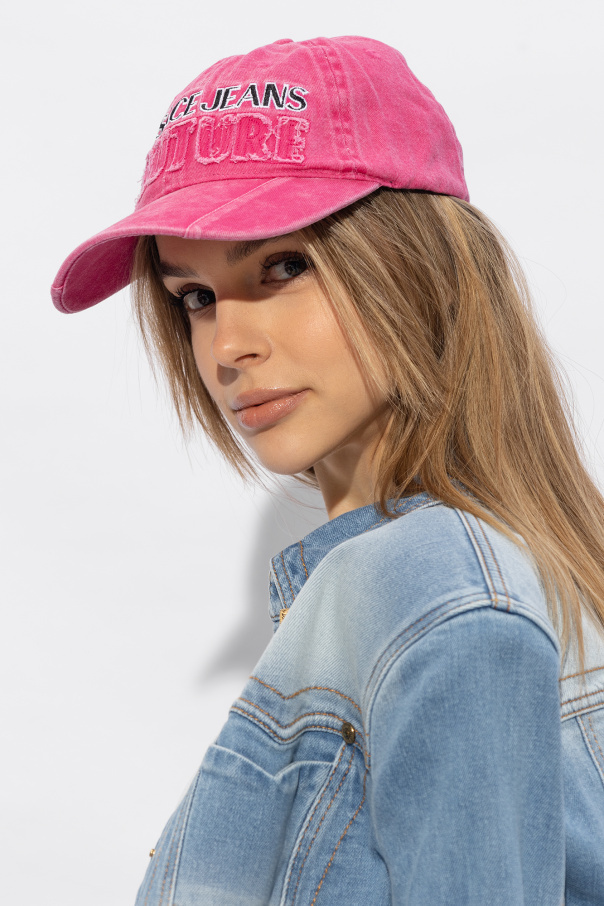 VERSACE JEANS LOGO-EMBROIDERED DENIM CAP