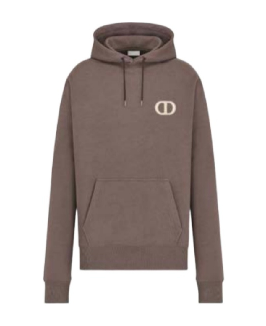 Dior Cd Icon Long-sleeved Hooded Sweater In Brown