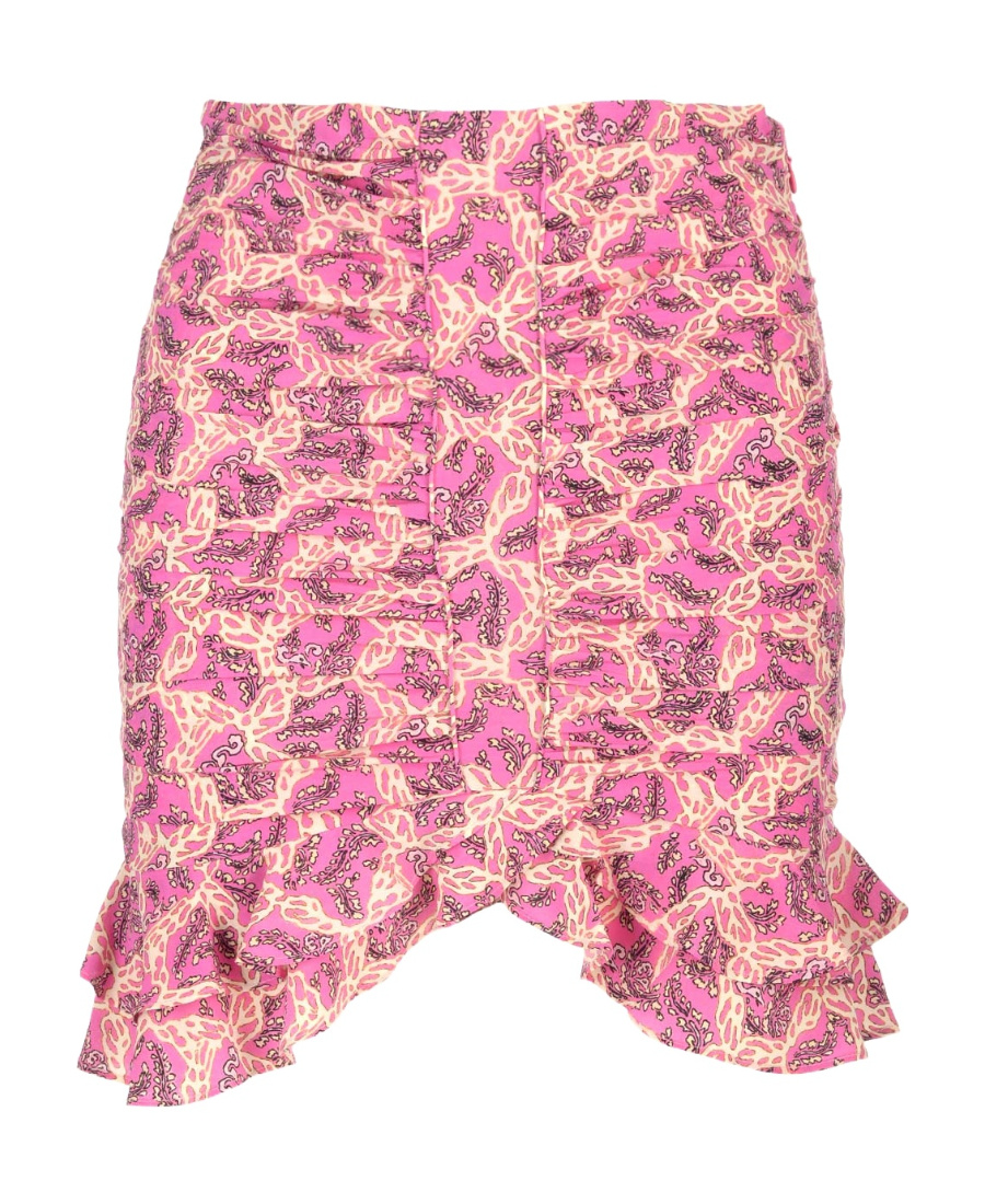Isabel Marant Milendi Gathered Mini Skirt With Ruuffles In Pink