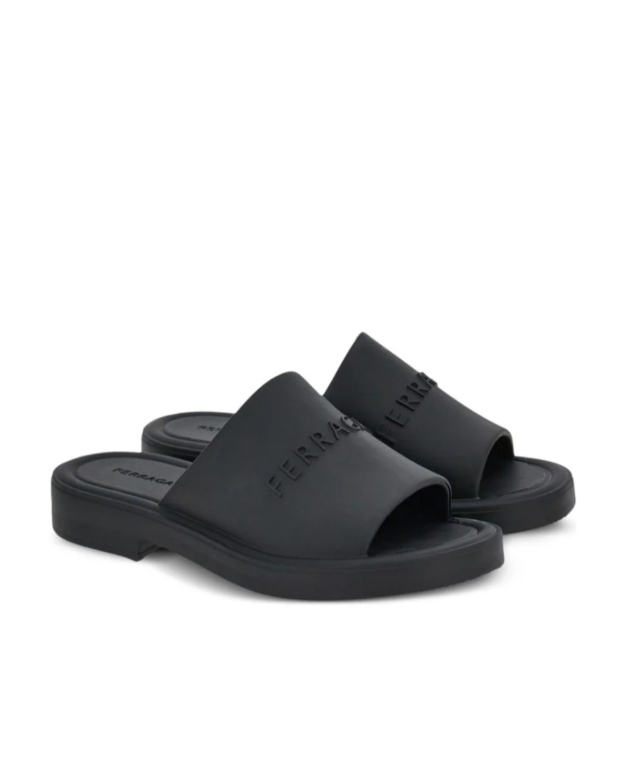 Ferragamo Guione Slide Sandal In Black