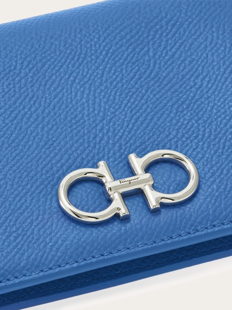Ferragamo Gancini Compact Wallet In Blue