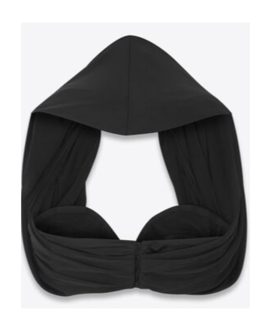 Saint Laurent Wide-strap Gathered Cropped Top In Black