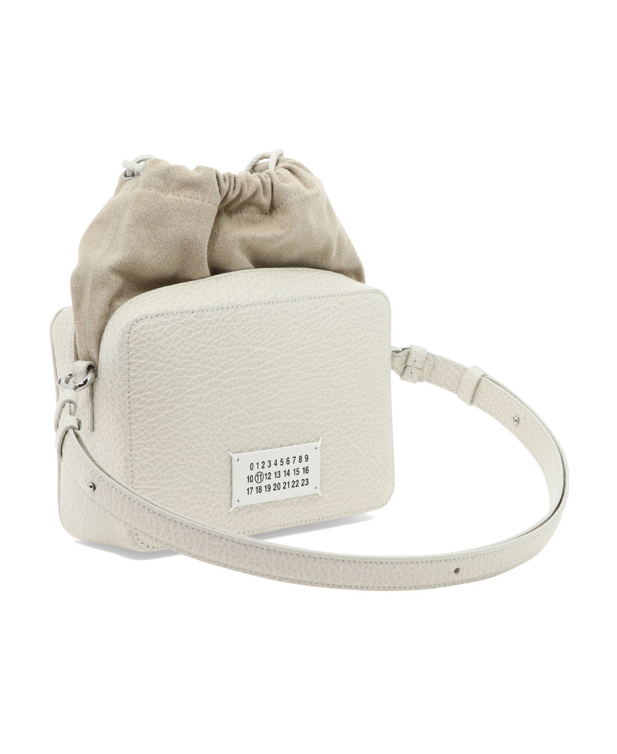 Maison Margiela Grained Leather Shoulder Bag In Gray