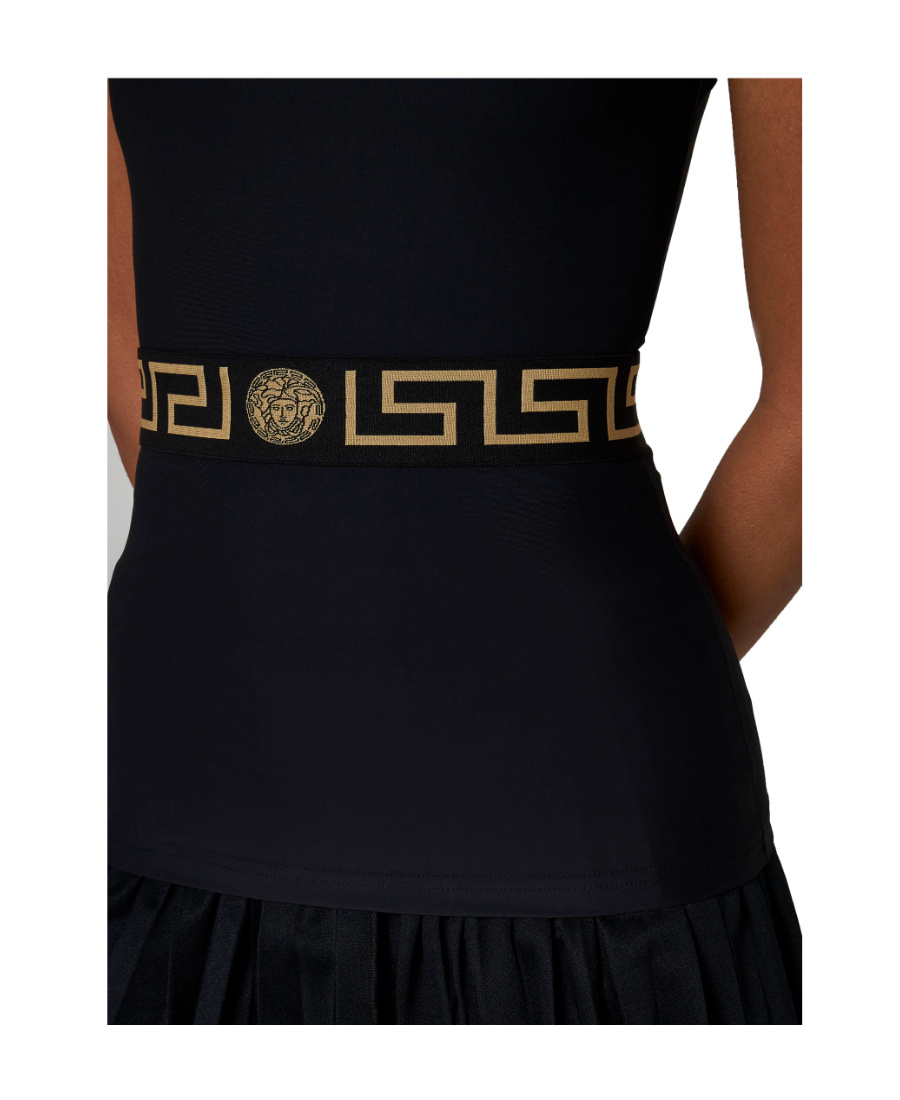 Versace Tanktop Aus Stretch-jersey Mit Jacquard-besatz In Black
