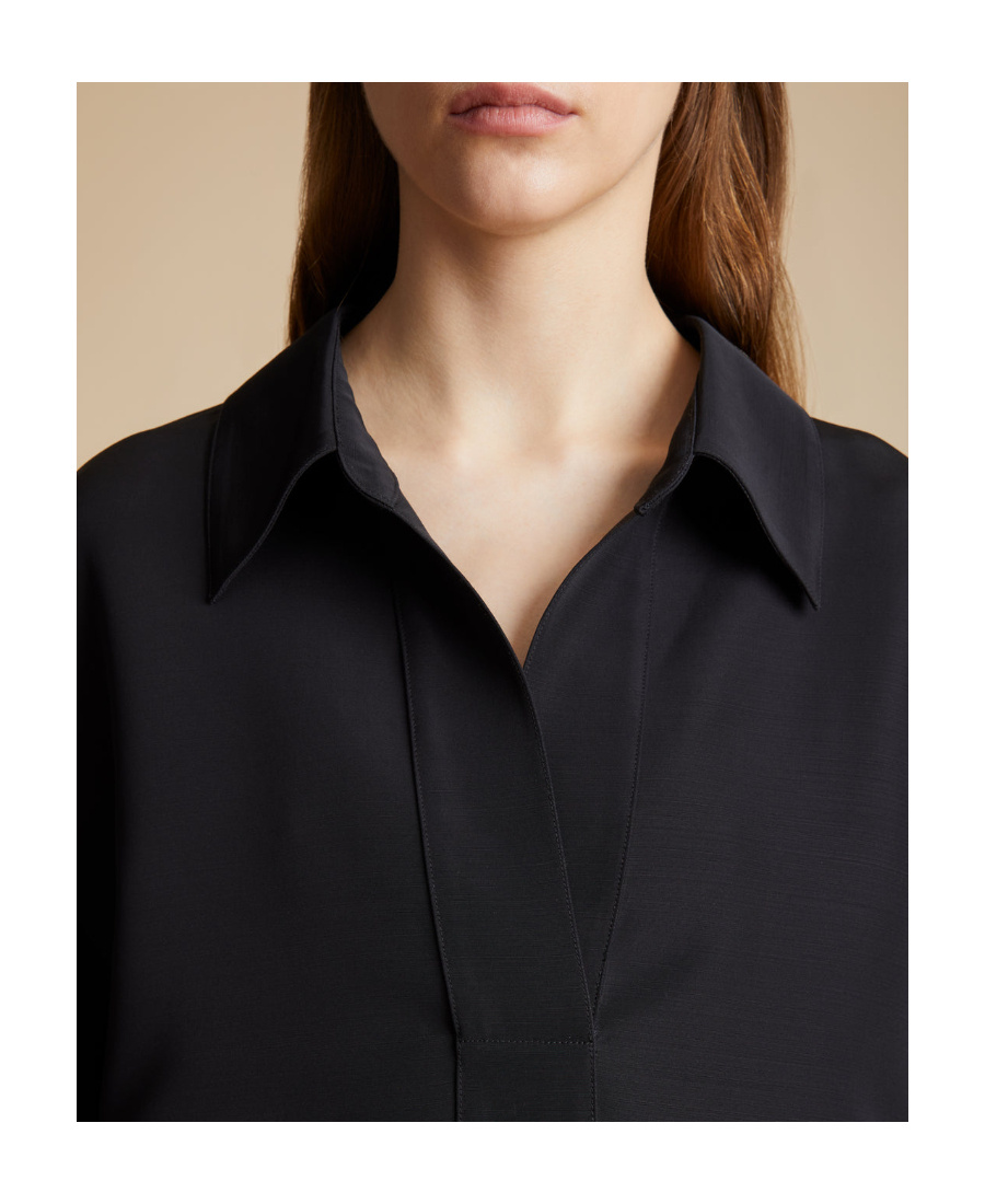 Khaite Kal Silk Shirtdress In Black