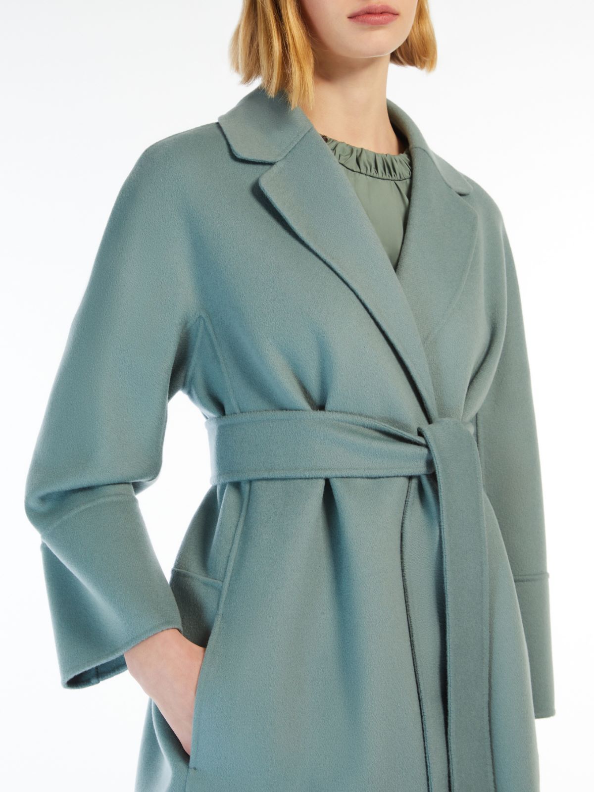 Max Mara Long-sleeved Coat In Green