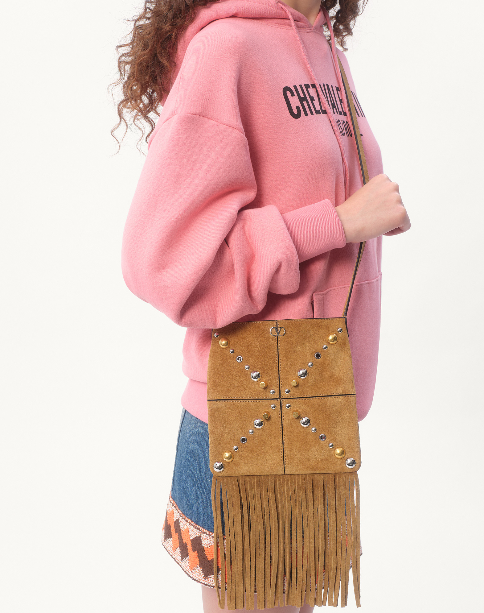 Shop Valentino Cotton Sweatshirt With Hood And Chez  Print In Pink