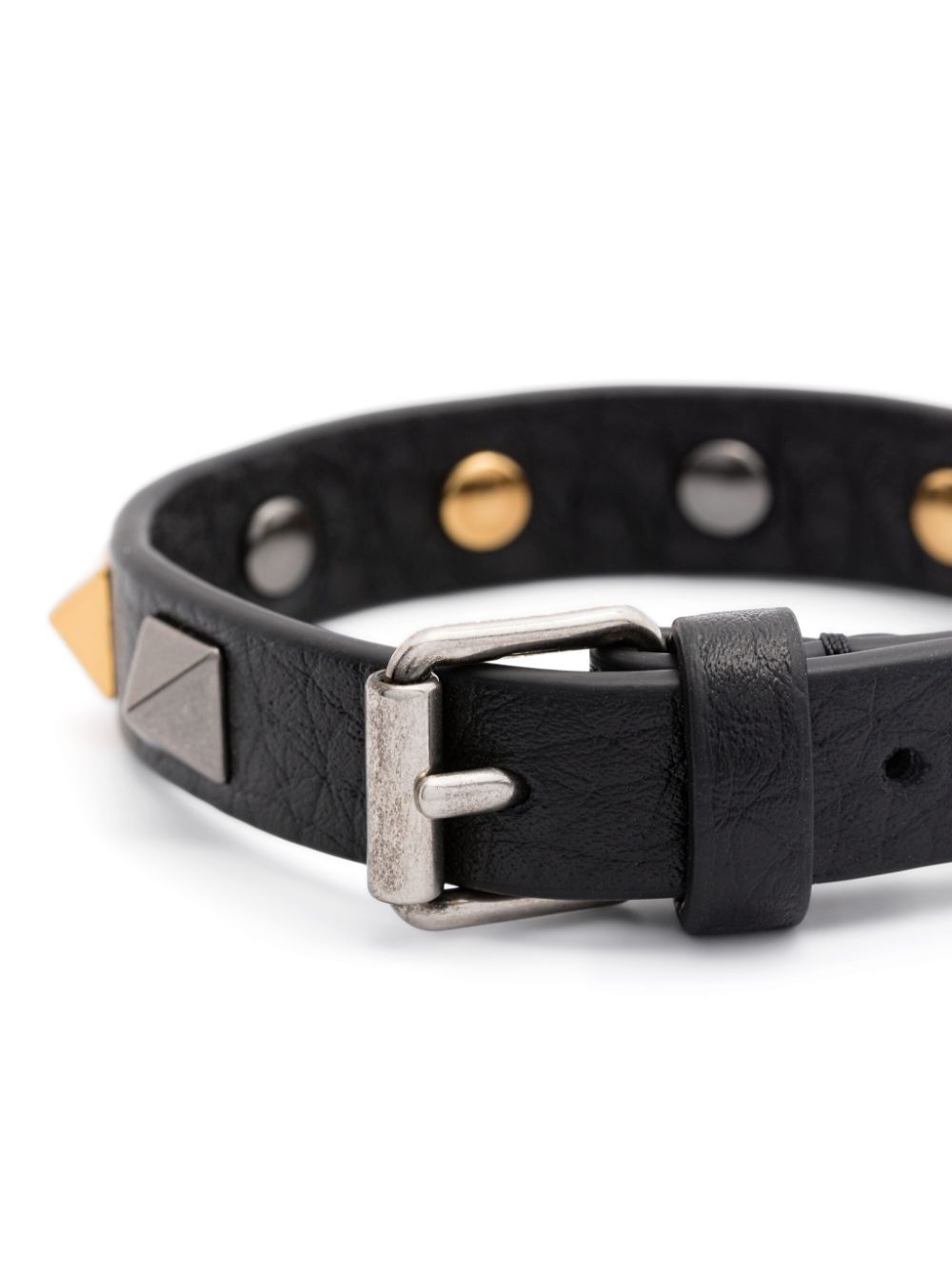 Valentino Stud Embellished Leather Bracelet In Black
