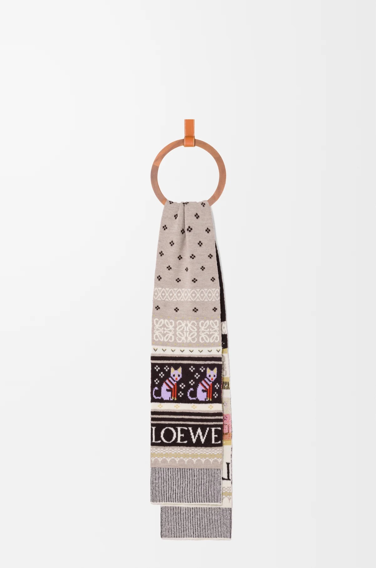 Loewe Intarsia-knit Wool-blend Scarf In Multi