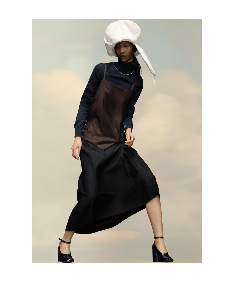 Maison Margiela Square-neck Wool Midi Dress In Black