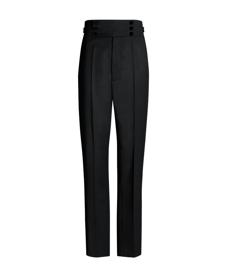 Maison Margiela Four-stitch Wool Tapered Trousers In Black