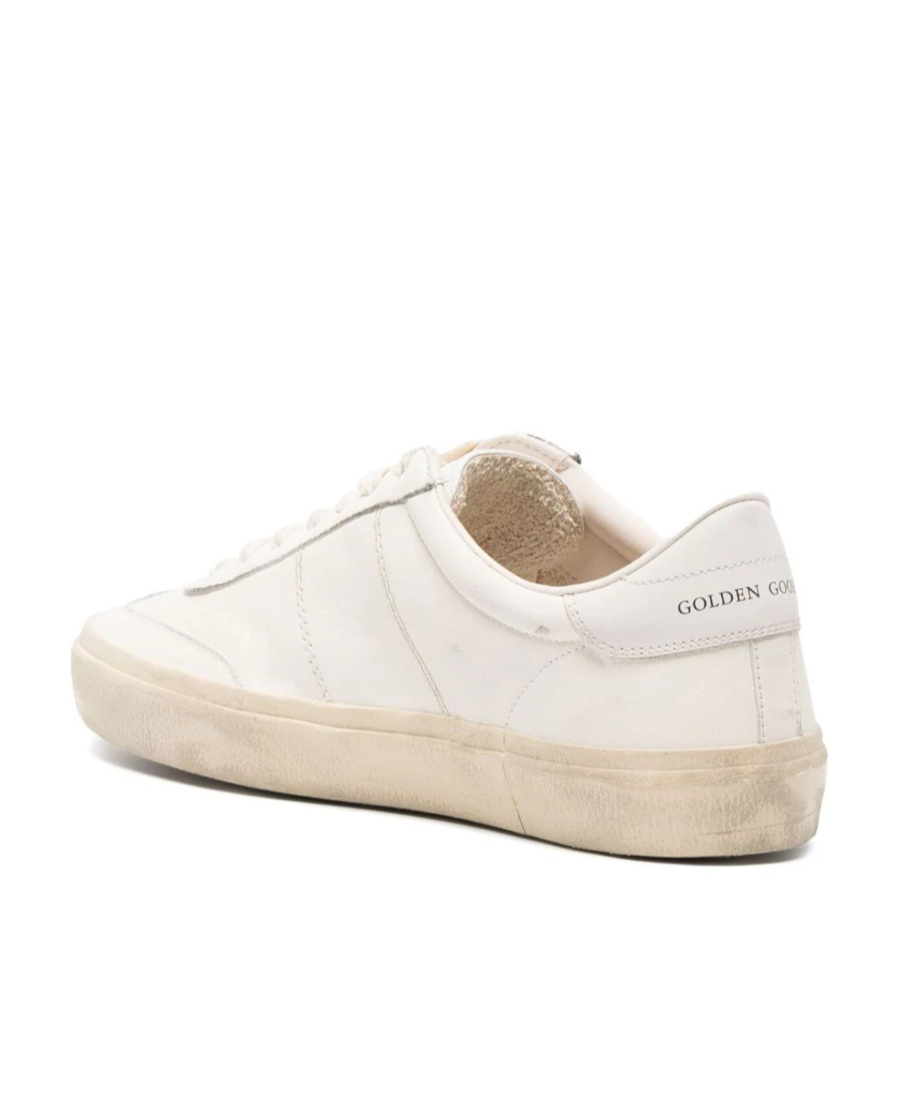 Golden Goose Soul Star Leather Low-top Sneakers With Used Effect In White