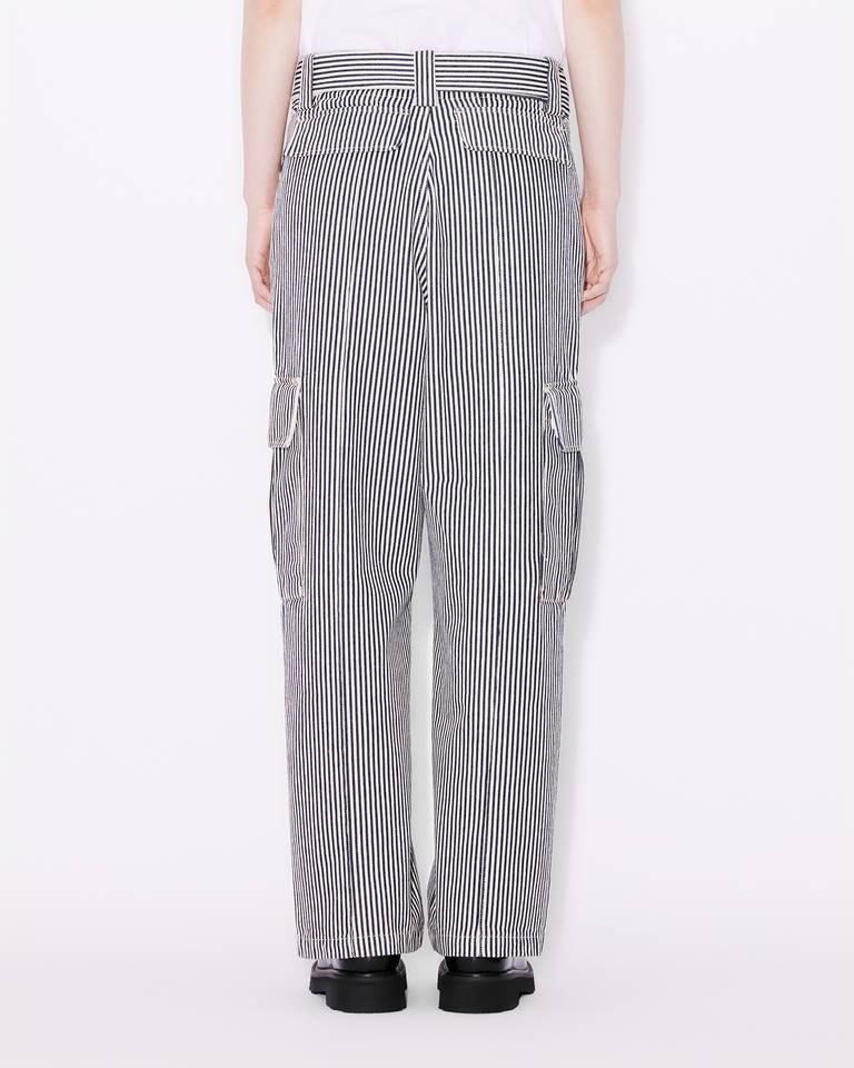 Kenzo Straight-cut Striped Army Jeans In Gray