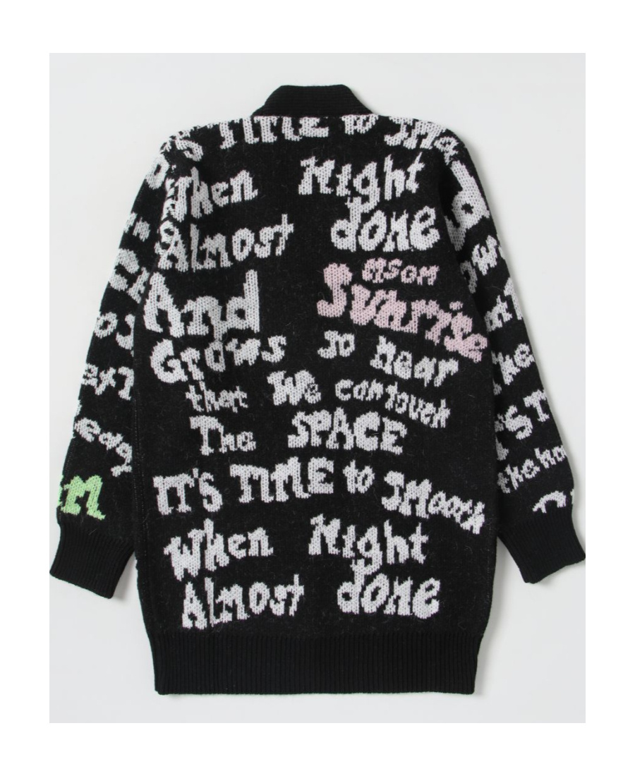 Msgm Jacquard-logo Motif Cardigan In Black