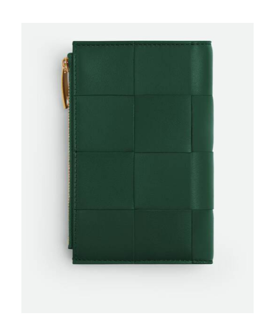 Bottega Veneta Medium Cassette Bi-fold Zip Wallet In Green