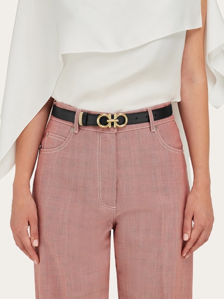 Ferragamo Adjustable Waist Belt In Black