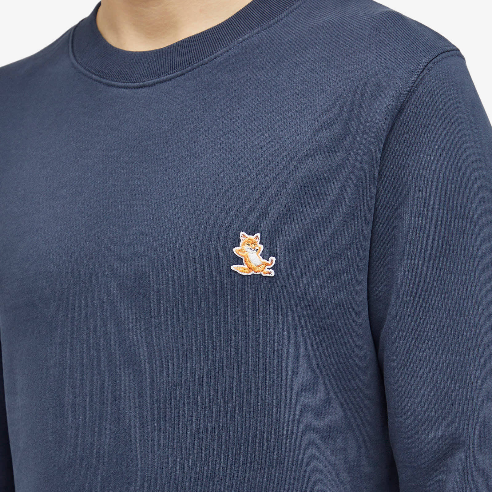 Shop Maison Kitsuné Chillax Fox Patch Crewneck Sweatshirt In Blue