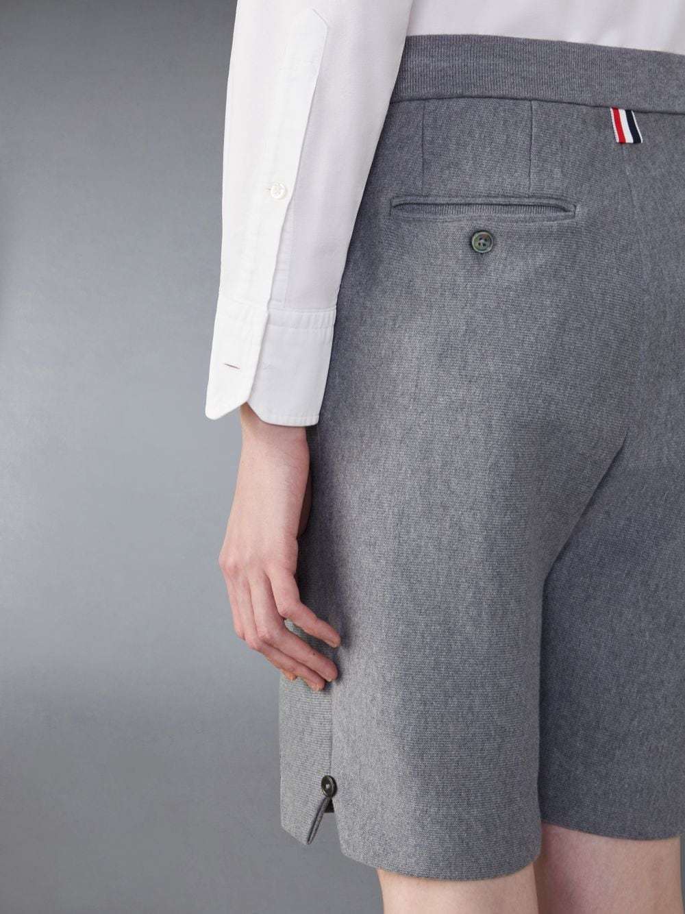 Thom Browne Rwb-stripe Cotton Shorts In Gray