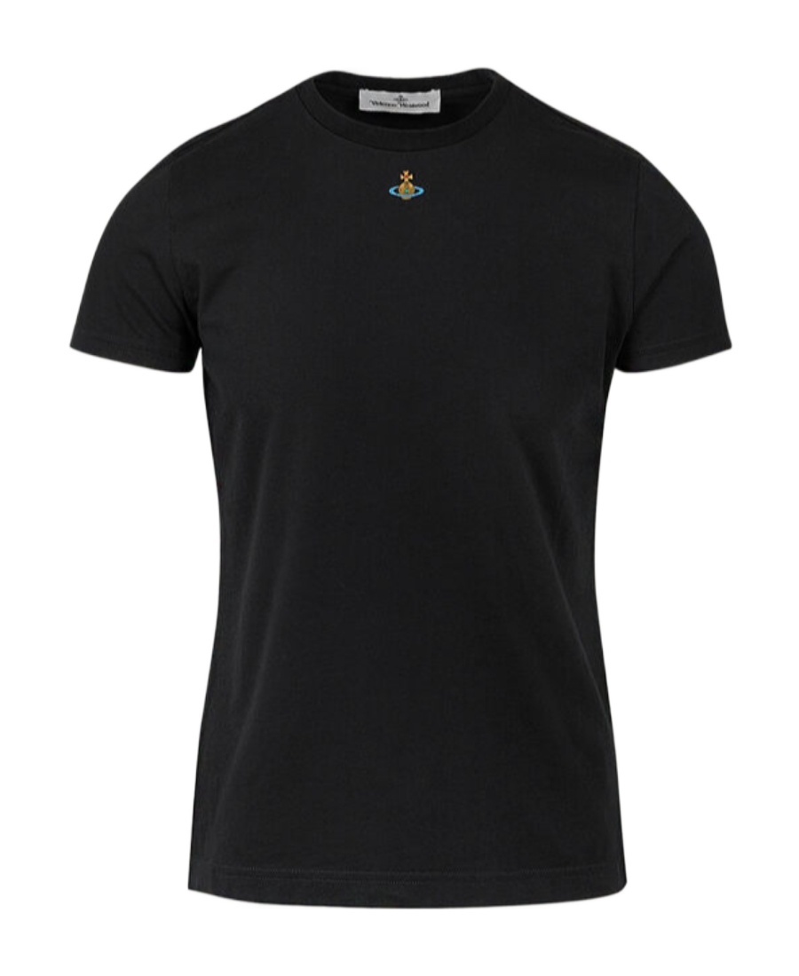 Shop Vivienne Westwood Orb Logo-embroidered Crewneck T-shirt In Black