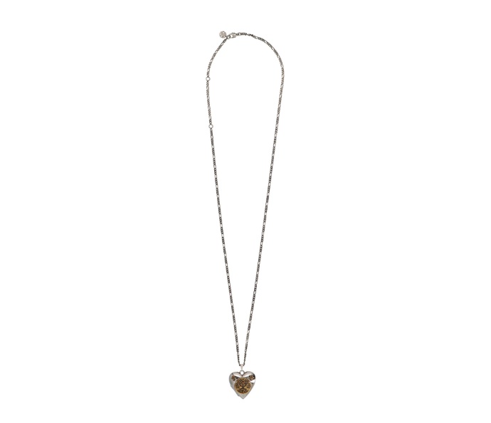 Alexander Mcqueen Heart Locket Necklace In Gray