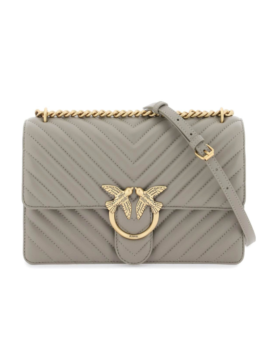 Pinko Love One Classic Logo Plaque Shoulder Bag In Gray