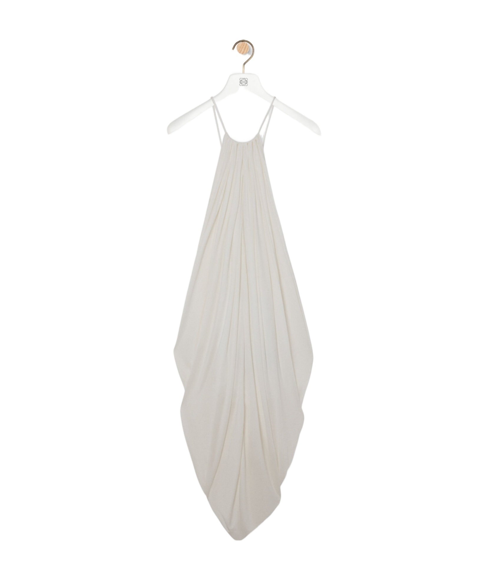 Loewe Embellished Asymmetric Draped Silk-jersey Halterneck Dress In Brown