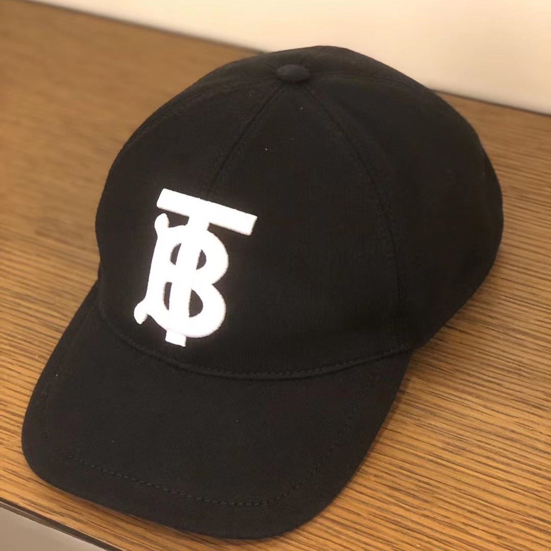 Burberry Monogram Embroidered Baseball Cap In Black