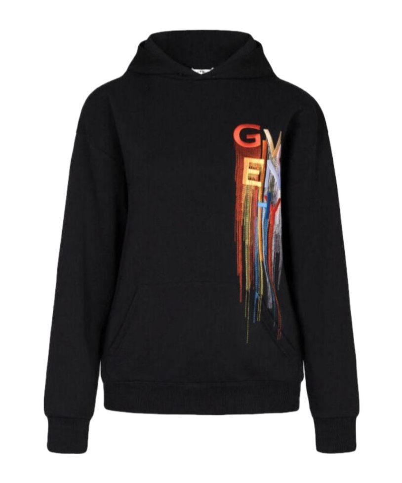 Givenchy Embroidered Logo Hooded Sweatshirt In Black