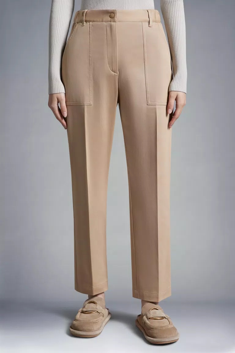 Moncler High-waist Tapered Trousers In Nude
