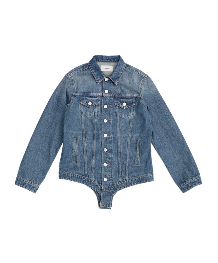 Coperni Tight-shaped Denim Jacket In Blue