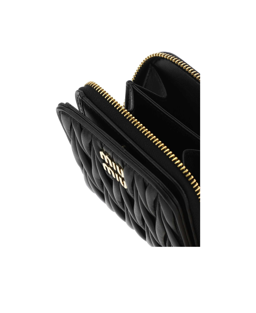 Miu Miu Small Nappa Matelassé Wallet In Black