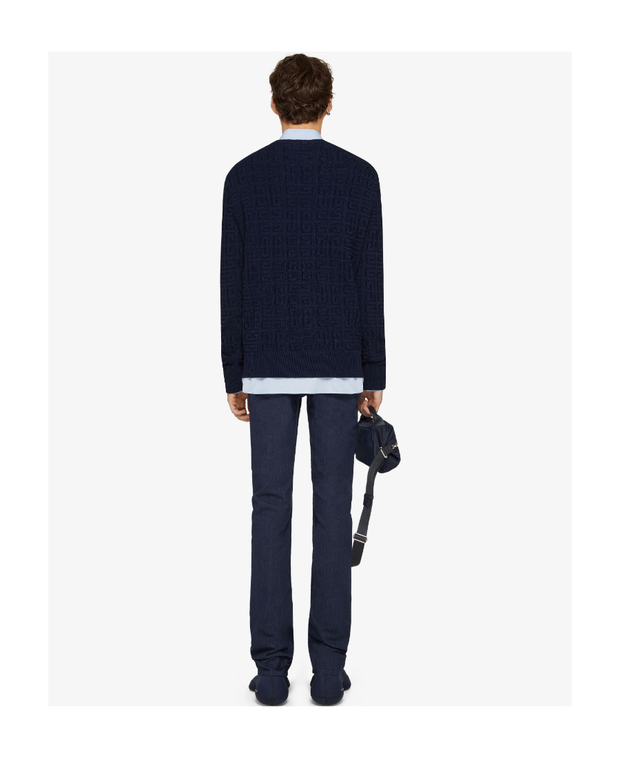 Givenchy Monogram-pattern Crew Neck Jumper In Blue