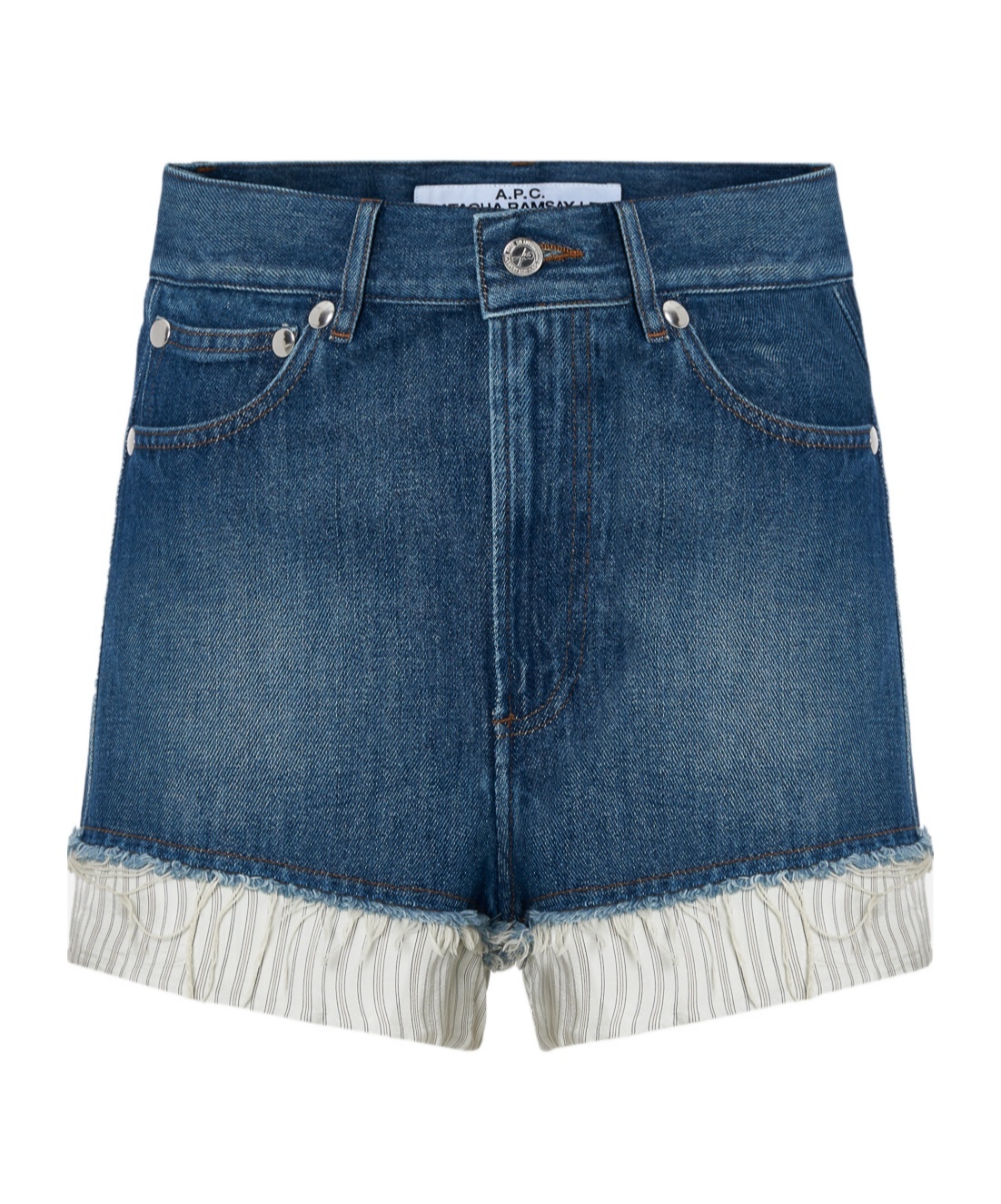 Apc Layered Denim Shorts In Blue