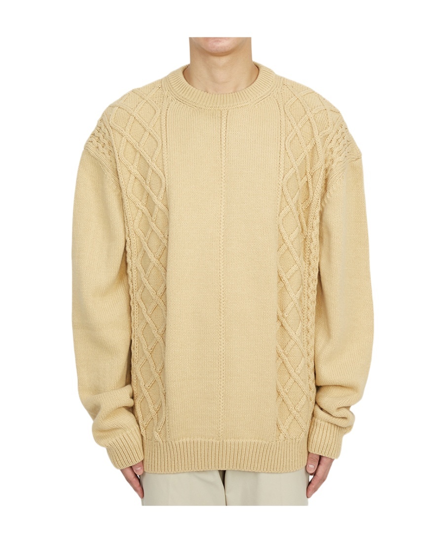 Family First Round Neck Long-sleeved Sweater In Nude