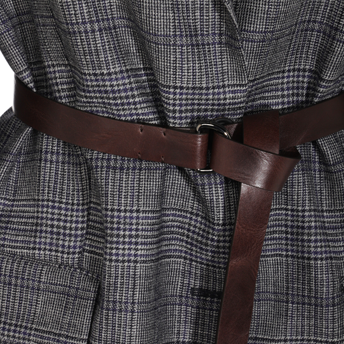Brunello Cucinelli Waist Belted Checkered Pattern Blazer