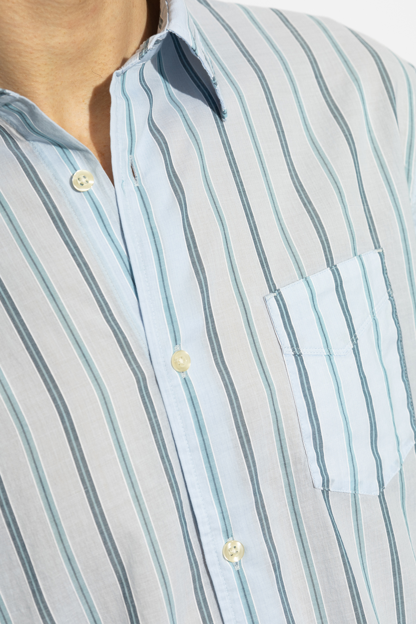 Shop Officine Generale Striped Shirt In White