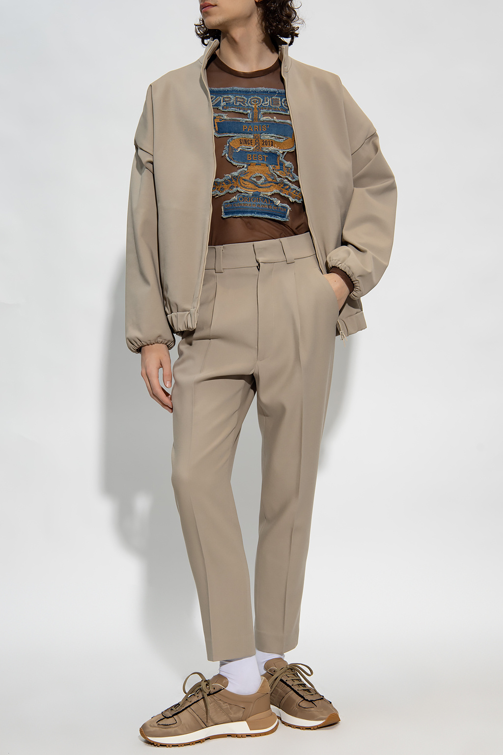 Fear Of God Viscose Blend Eternal Bomber Jacket With Embossed Detail In Nude
