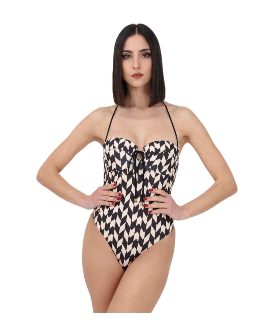 ELISABETTA FRANCHI GEOMETRIC-PRINT SWIMSUIT